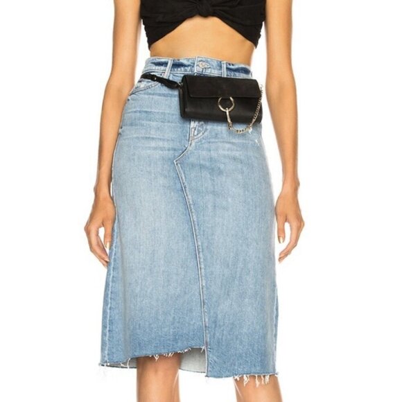 Mother Superior Straight A Step Midi Fray Jean Skirt in Blue Misbeliever Size 26 - Picture 1 of 9